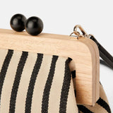 Lkblock - Vintage Striped Wooden Clip Bags shell bag luxury  shoulder bags women messenger crossbody bag women canvas handbags