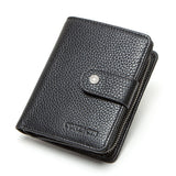 Lkblock Genuine Leather RFID Vintage Wallet Men With Coin Pocket Short Wallets Small Zipper Walet With Card Holders Man Purse