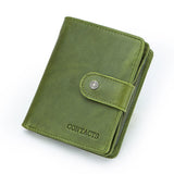 Lkblock Genuine Leather RFID Vintage Wallet Men With Coin Pocket Short Wallets Small Zipper Walet With Card Holders Man Purse