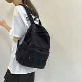 Lkblock School Bag Student Shoulders Large Capacity Khaki Backpack Fashion Canvas Backpacks Female College Teen Computer Bag mochila