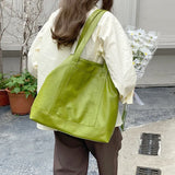 Lkblock Soft PU Leather Ladies Shoulder Bag Large Capacity Women Student Book Shopping Bag Casual big Tote female Handbag green bolsas