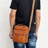 Lkblock Casual Men Handbag Genuine Leather Shoulder Bag Men's Oil Wax Leather Messenger Bags bolsas Male Small Briefcases Crossboday Bag