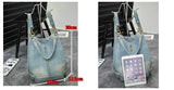Lkblock Washed Denim Women backpack Big Jean multifunctional backpack female shoulder bag Casual Travel Bags Rucksack blue  Mochila Bols