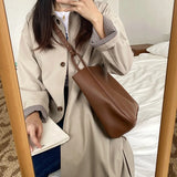 Lkblock Korean vintage Large Capacity Shoulder Bags for Women Fashion PU Leather Handbag and purses female Messenger Bag Lady big Tote
