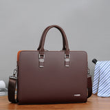 Lkblock Business Leather Men Briefcase For Husband Shoulder Bag Man 14" 15" Laptop Briefcases Bags Large Capacity Men's Handbag