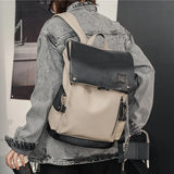 Lkblock Fashion Large Capacity Men's Backpack Casual Business15.6inch Laptop Backpacks Men Bags Luxury PU Leather Backpack Mochila
