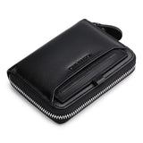 Lkblock Gift Box Men's Top Layer Cowhide Extraction Card Holder Genuine Leather Zipper Wallets Vertical Multi-functional Business Wallet