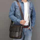 Lkblock Fashion New Genuine Leather Men Handbags Men's Leather Shoulder Bag Casual Office Messenger Bags Fashion Crossbody Bag