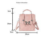 Lkblock Pink Womens Backpack Elegant Bow Korean Fashion College Style Small Backpack Exquisite Casual Luxury Designer Female Bag