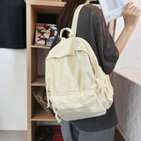 Lkblock Solid Color Ladies Canvas College Backpack Women Trendy Cool Travel Student Bag Boy Girl Laptop Backpack Cute Female School Bag