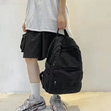 Lkblock Unisex High Quality Canvas Casual Backpack College School Bags Simple Schoolbag Vintage Student Laptop Bag For Men Travel Hot