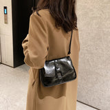 Lkblock Vintage PU Leather Shoulder Bags For Women Small Bag Solid Messenger Crossbody Bag Luxury Designer Handbags Women's Purses