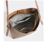 Lkblock Fashion Women Bucket Shoulder Bag PU Leather High Capacity Crossbody Bags Solid Versatile Female Shoulder Handbags for Women