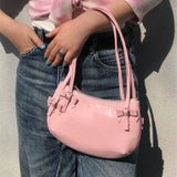 Lkblock Sweet Cute Pink Handbag Women New Harajuku Bow Chic Y2k Bags Purse Ladies Fairycore Aesthetic Underarm Bag Bolso Mujer