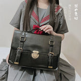 Lkblock Japanese Preppy Style JK Uniform Shoulder School Bags Women PU Leather Large Briefcase Tote Handbag For Girls Backpack
