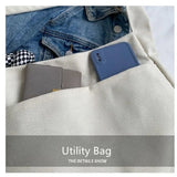 Lkblock - New Fashion Women Canvas Shoulder Bag Cotton Cloth Female Student Messenger Bag Large Capacity Shopping Tote Bag Handbag