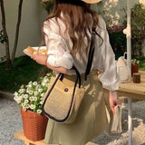 Lkblock Cute Small Shoulder Straw Bag for Women Beach Handbags Basket Bags Female Portable Knitted Straw Woven Bags Tote Composite Bags