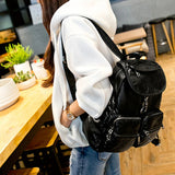 Lkblock Women Large Backpack Casual PU Leather Travel Bag Female School Backpacks Fashion Soft Leather Backpack for Teenage Girls