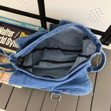 Lkblock Denim Vintage Shoulder Bags for Women Japanese Fashion College Style Mens Messenger Bag Multi-functional Designer Handbag
