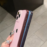 Lkblock Inlaid Bright Label Phone Case With Lens Film For iPhone 11/1213/14/15 Por Max Phone Case + Lens Protection Film