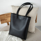 Lkblock Casual Women Shoulder Bag PU Leather Tote Handbags Large Capacity Shopping Totes Solid Purse Bags Female Shopper Bag