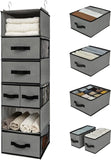 Lkblock Hanging Closet Organizer 6 Shelves, Closet Organization and Storage with 5 Different Drawers, 6 Side Pockets