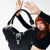Lkblock Y2k Silver Women Handbag Butterfly Gothic Punk Fashion Leather Vintage Small Backpack Harajuku Style New Luxury Female Bag