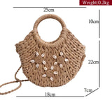 Lkblock Casual Handmade Rattan Handbags Female Crossbody Bags For Women Straw Bag Bohemia Beach Bags Totes Purses Women's Bag Sac