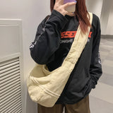 Lkblock Student's Solid Color Canvas Shoulder Bag Women Messenger Bags Casual School Bag Ladies Travel Shopping Bag Bolsos De Mujer Sac