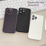 Lkblock Heat Dissipation Breathable Cooling Phone Case for IPhone 15 14 13 12 11 Pro Max 15 14 Plus Solid Color Hollow Shockproof Cover