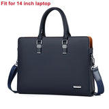 Lkblock Business Leather Men Briefcase For Husband Shoulder Bag Man 14" 15" Laptop Briefcases Bags Large Capacity Men's Handbag
