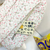 Lkblock New Flowers Waterproof Nylon Women Backpack Female Buckle Portable Travel Bag Kawaii Girl Schoolbag Preppy Small Bookbag