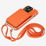 Lkblock Crossbody Card Slot Holder Phone Case For iphone 15 14 Plus 13 Pro Max Necklace Strap Lanyard Cord Leather Electroplated Cover