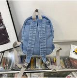 Lkblock Denim Women Backpack Casual Travel Bagpack Backbag College Student School Bags for Teenager Girls Cowboy Rucksack blue Mochila