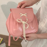 Lkblock Pink Backpacks for Women Korean Style 2024 New Fashion Small Leather Backpack Sweet Cute Casual Luxury Designer Female Bag