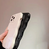 Lkblock Black White Wavy Border Phone Case for Iphone 15 14 13 12 11 Pro XS Max 14 15 Plus Solid Color Air Cushion Silicone Back Cover