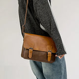 Lkblock Fashion Men’s Crossbody Bag PU Leather Shoulder Handbag Male Messenger Bags Flap Purse Bags for Women
