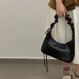Lkblock Fashion Casual Shoulder Bag Solid Color Simple Pu Leather Ruched Crossbody Bag New Harajuku Style Luxury Designers Handbag