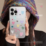 Lkblock Electroplated Heart Stickers Phone Case for IPhone 15 14 11 Pro Max Plus 13 12 Mini X XS Max XR 7 8 Plus SE Shockproof Cover