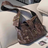 Lkblock Y2k Punk Womens Shoulder Bag Casual Large Capacity Casual Leather Vintage Tote Bag Literary Advanced Luxury Female Handbag