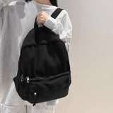Lkblock Solid Color Ladies Canvas College Backpack Women Trendy Cool Travel Student Bag Boy Girl Laptop Backpack Cute Female School Bag