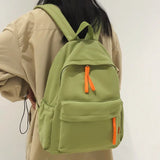 Lkblock New Nylon Women Backpack Female Twill Kawaii Travel Bag Unisex Solid Color Schoolbag Teenage Preppy Style Small Bookbag