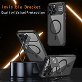 Lkblock Magnetic Stand Phone Case For Iphone 13 14 15 Pro Max Plus Lens Film Protection Aluminum Holder Cover For IPHON 13 14 15 Promax