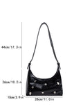 Lkblock 2024 New Half-moon Shoulder Bag For Women Soft Leather Underarm Bag Vintage Sequined Crossbody Handbag Luxury Brands Armpit Bag