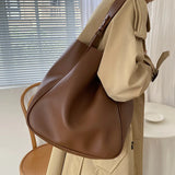 Lkblock Korean vintage Large Capacity Shoulder Bags for Women Fashion PU Leather Handbag and purses female Messenger Bag Lady big Tote