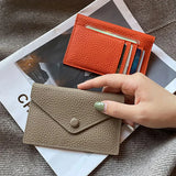 Lkblock Ultra-thin Ins Style Genuine Leather Card Holder Fashion Mini Short Envelope Wallet Korean Japan Credit Card Case Purse Dropship