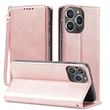 Lkblock For iphone 15 Case New Pro Max Calf Leather Case Apple 11-15 Series Clam Shell Case Strong Magnetic