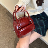 Lkblock Vintage Red Womens Handbag Korean Style Fashion Wedding Small Shoulder Bag Leather Exquisite Casual Female Crossbody Bag