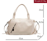 Lkblock Casual Shoulder Bags For Women Soft Leather Totes Handbags Solid Crossbody Bags Big Women Bag Large Capacity Female Purses