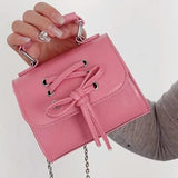 Lkblock Small Pink Womens Shoulder Bag Chains Designer Fashion Korean Popular Handbag Casual Bow Sweet Cute New Female Coin Purse